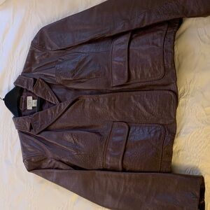 LOFT Dark Brown Croc-Embossed leather blazer style Jacket